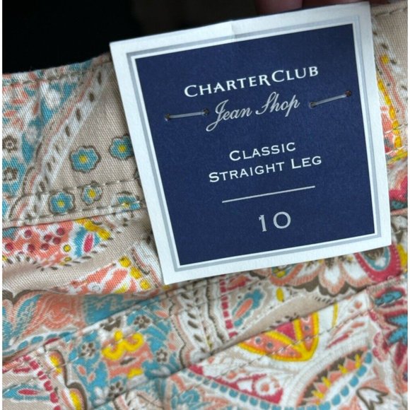 Charter Club Jean Shop Sz 10 (Actual 30x30) Classic Straight Paisley Pants NWT - Picture 8 of 11